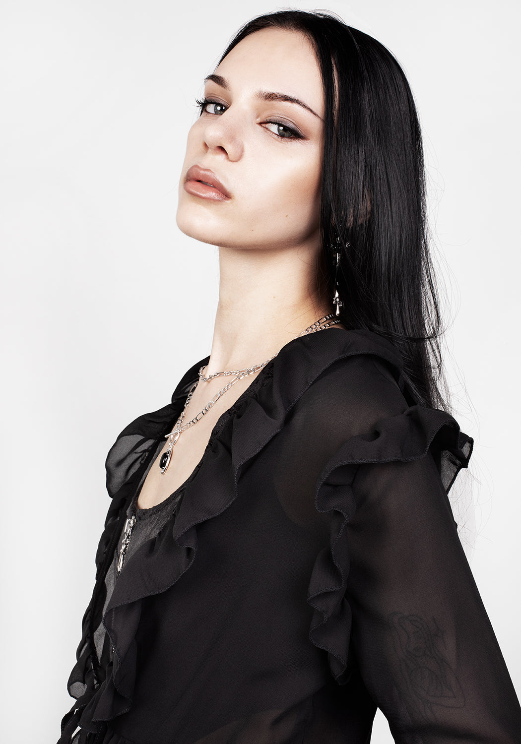 Shayla Sheer Frill Tie Dress