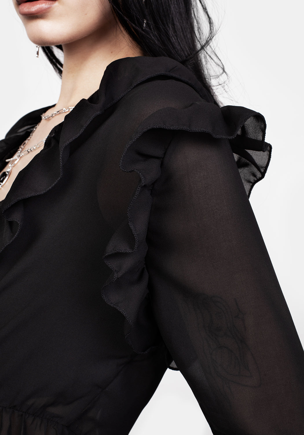 Shayla Sheer Frill Tie Dress