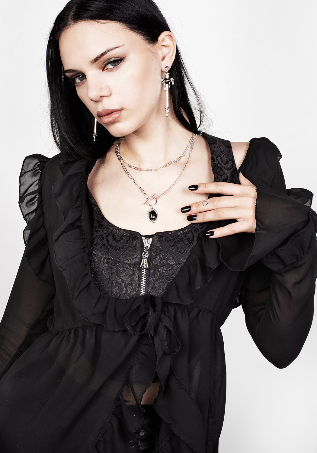 Shayla Sheer Frill Tie Dress