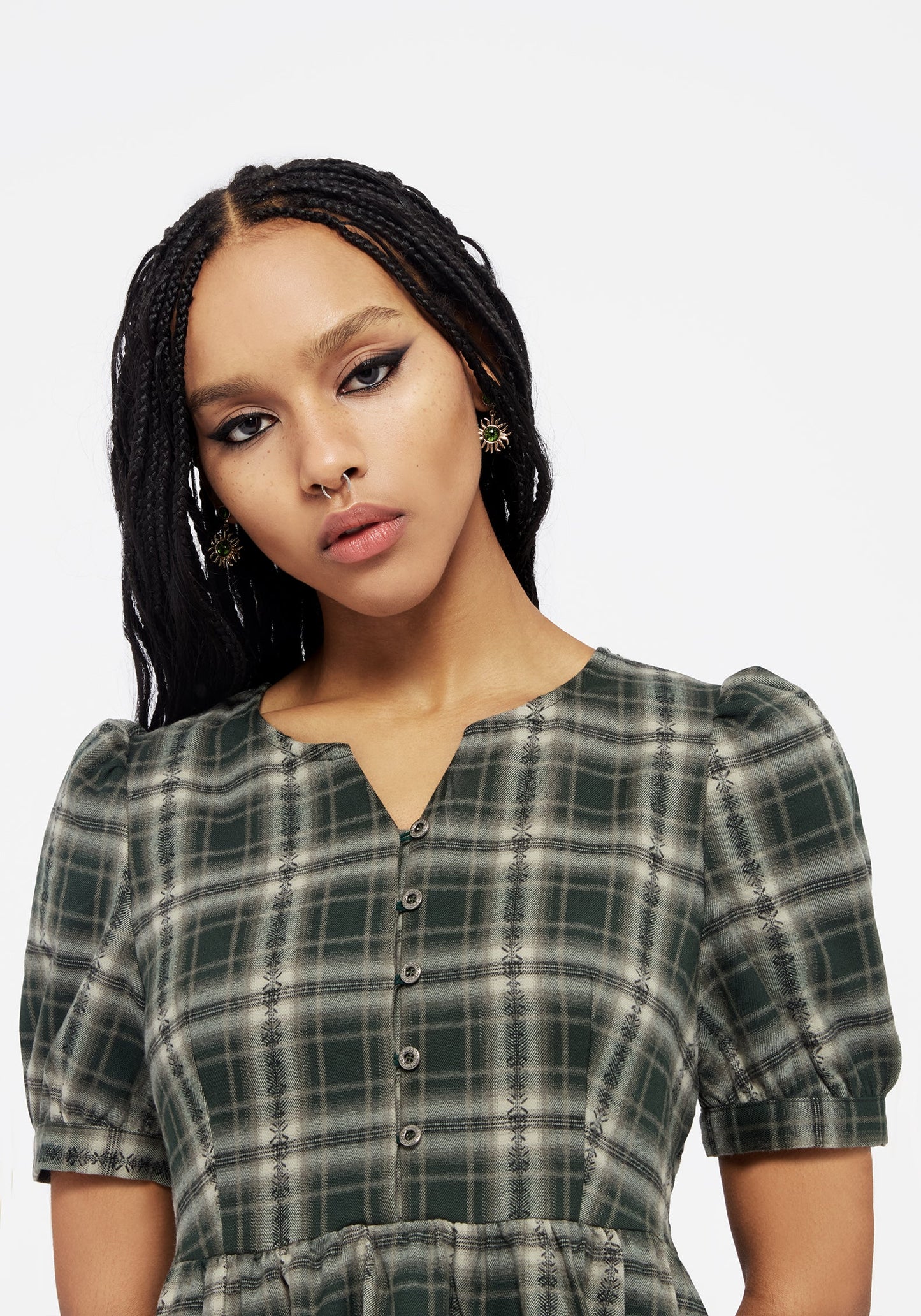 Tulisa Check Button Up Mini Dress