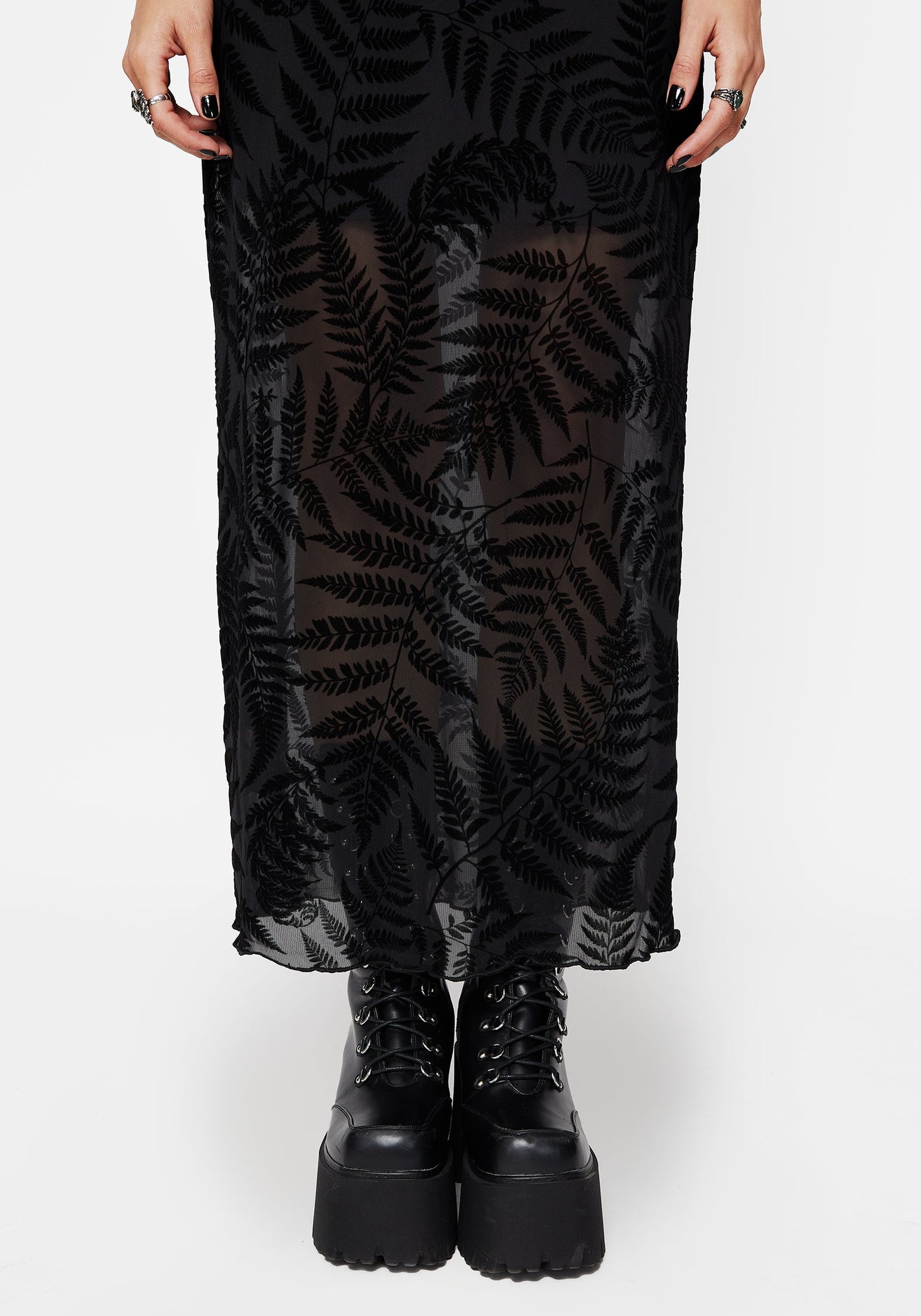 Lunafern Mesh Fern Leaf Midaxi Skirt