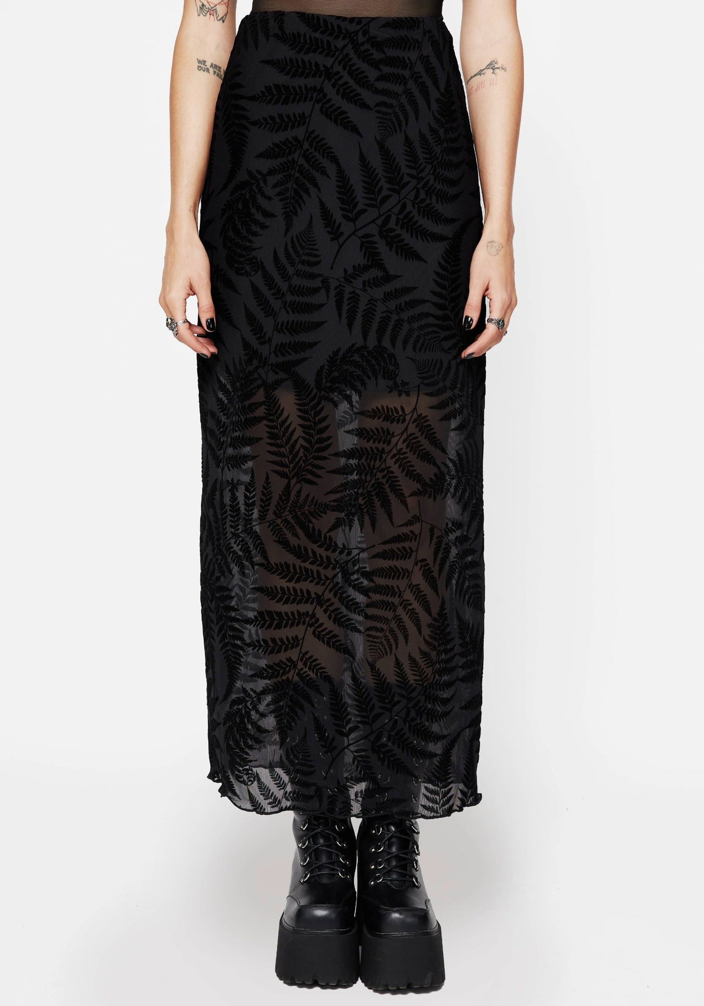 Lunafern Mesh Fern Leaf Midaxi Skirt