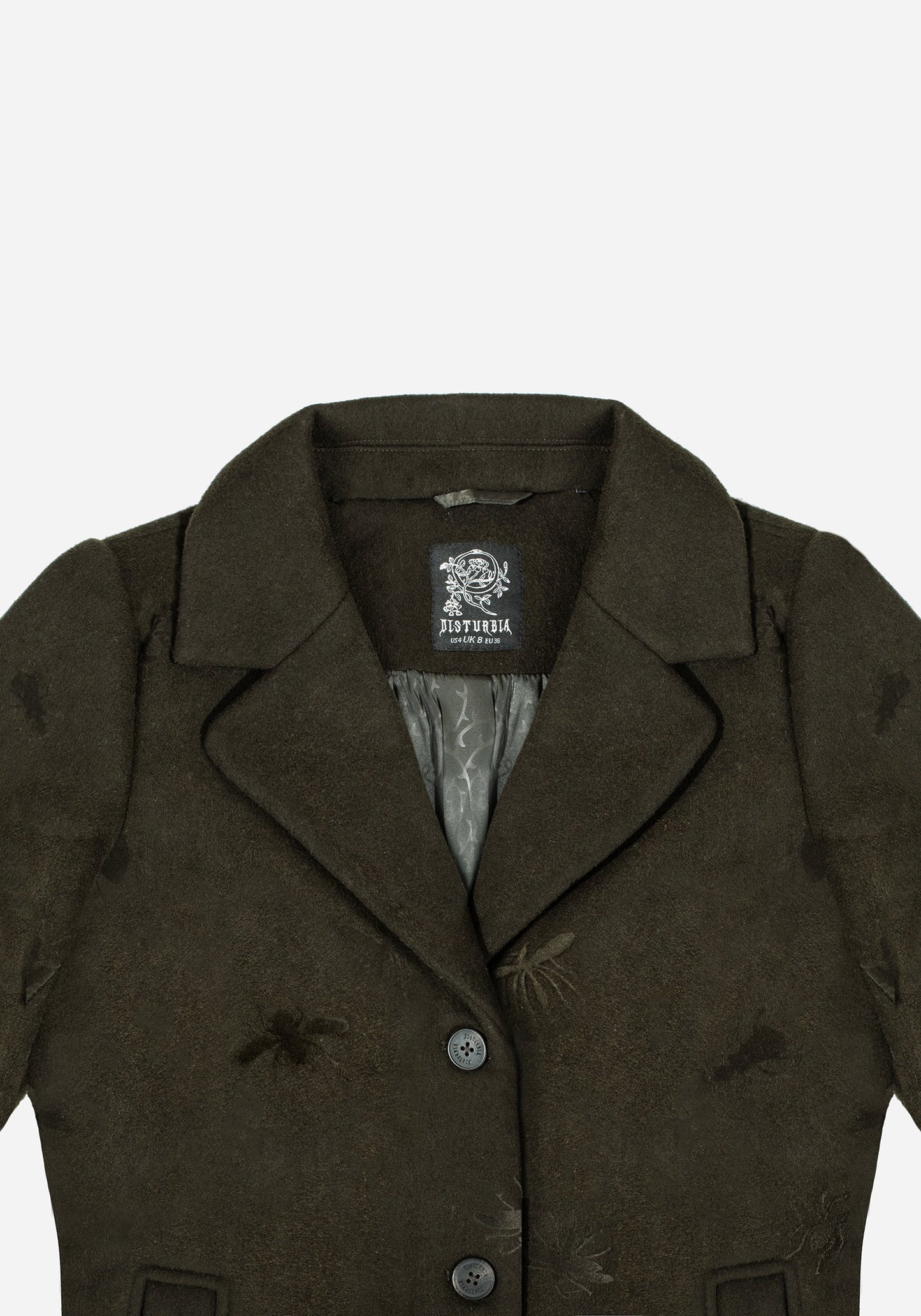 Evelyn Wool-Blend Bug Embossed Longline Coat