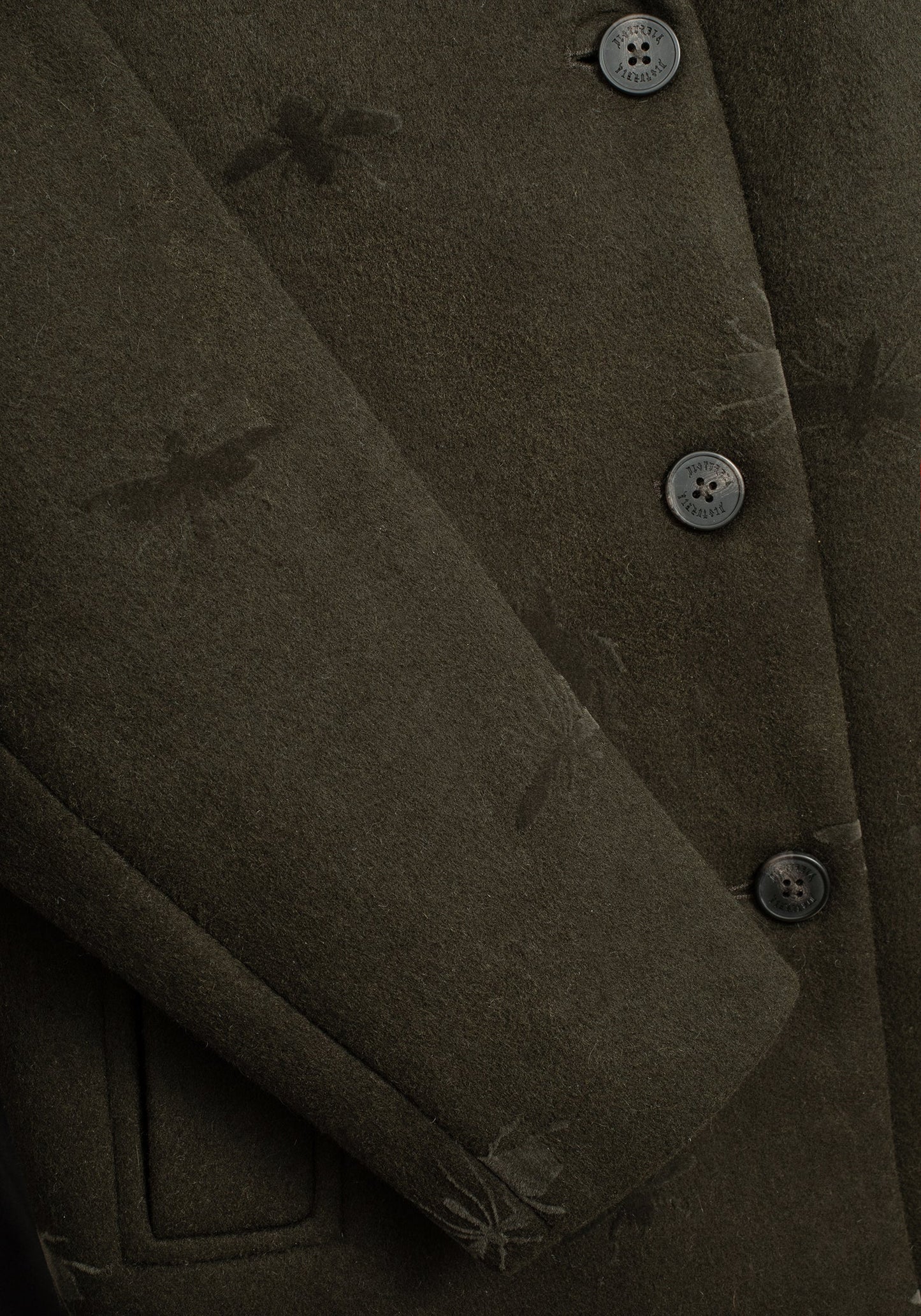 Evelyn Wool-Blend Bug Embossed Longline Coat