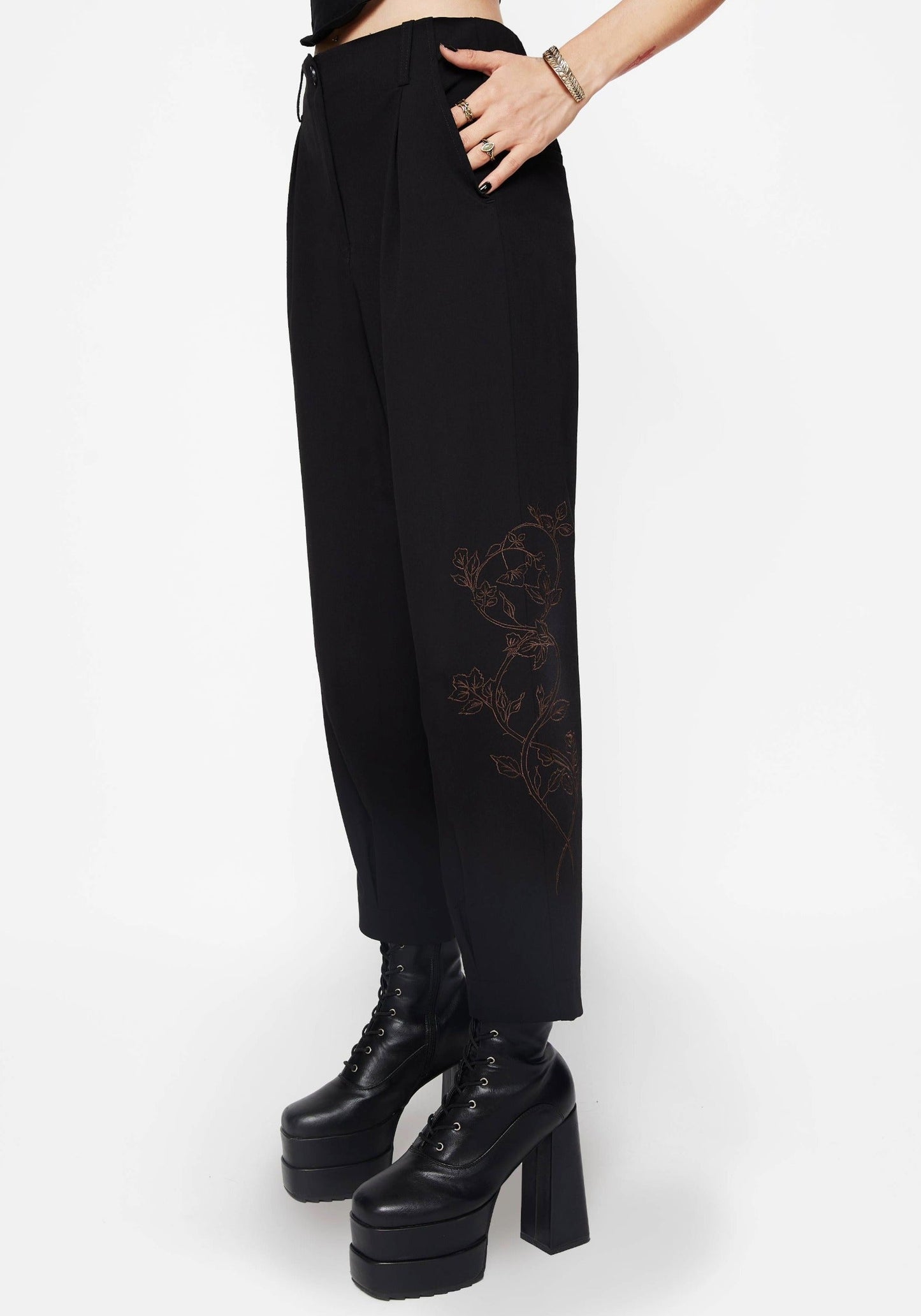 Renita Embroidered Tapered Tailored Trouser