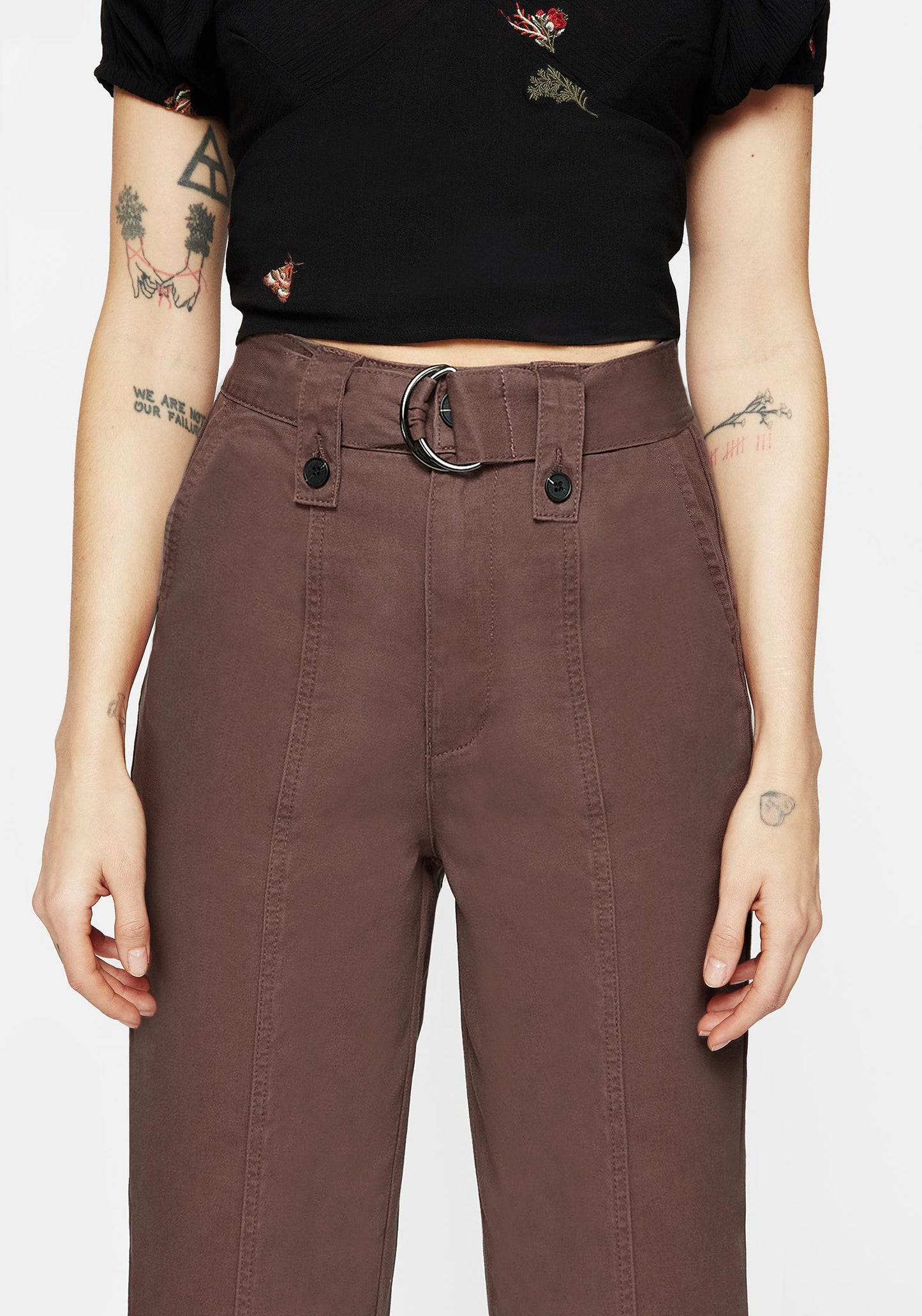 Pinhead Belted Balloon Leg Trousers - Brown