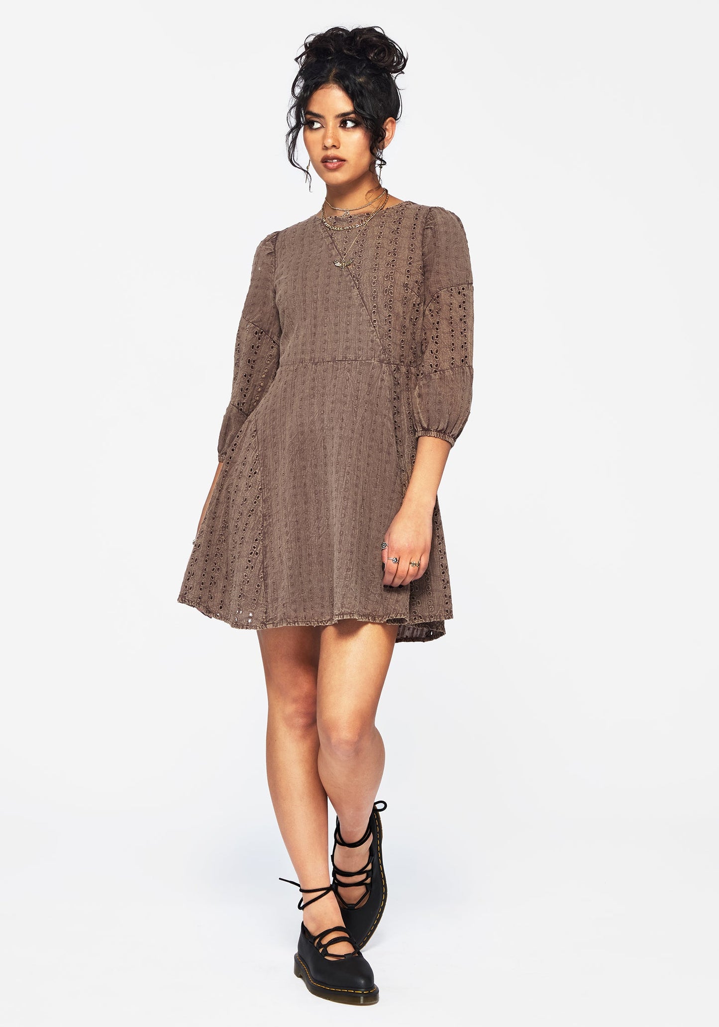 Summerisle Cotton Broderie Detail Mini Smock Dress
