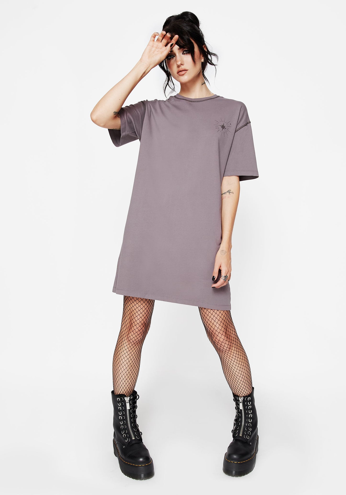 Saria Cotton Goddess Printed Jersey Tee Dress