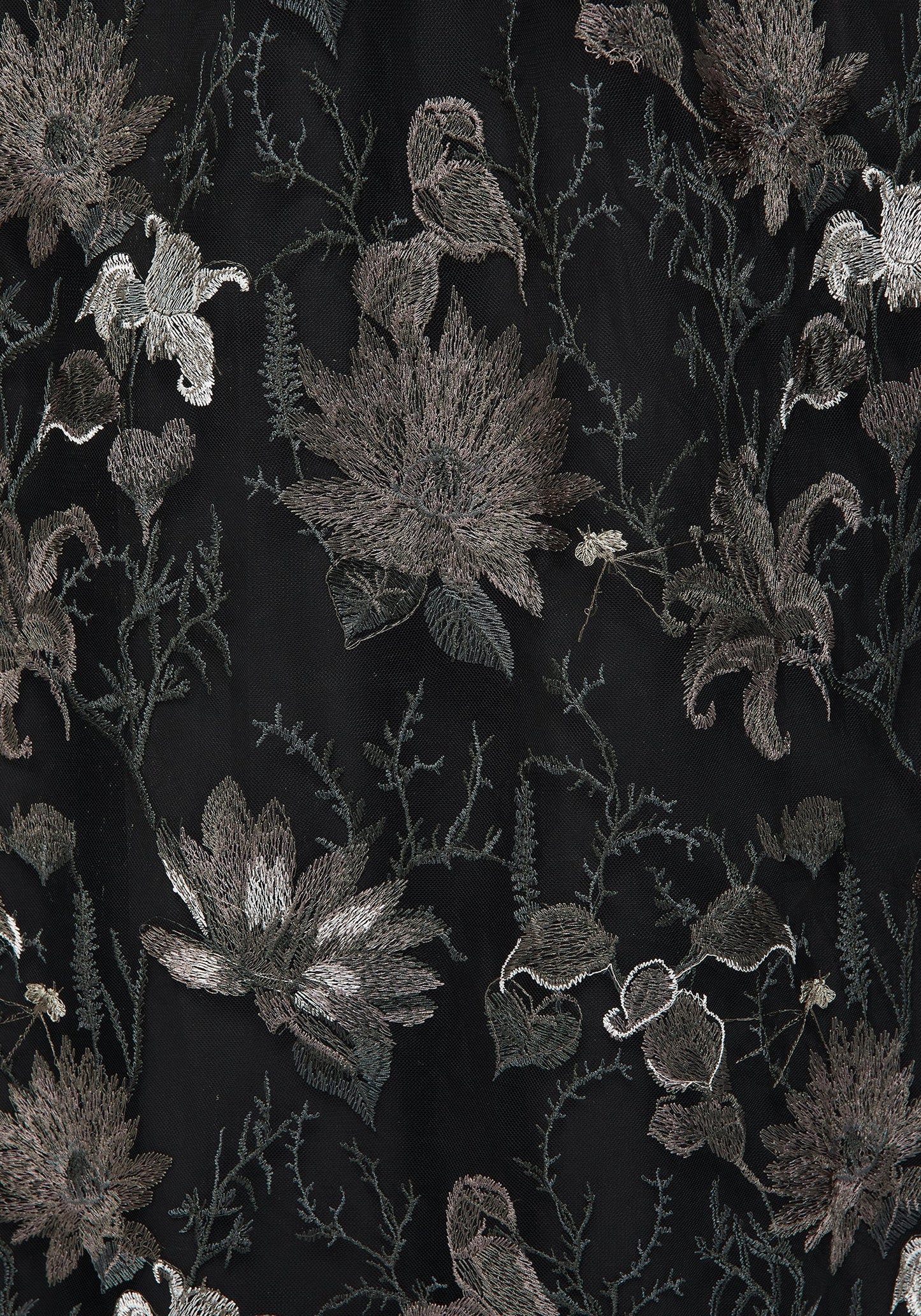 Estrid Embroidered Mesh Midaxi Cami Dress - Silver