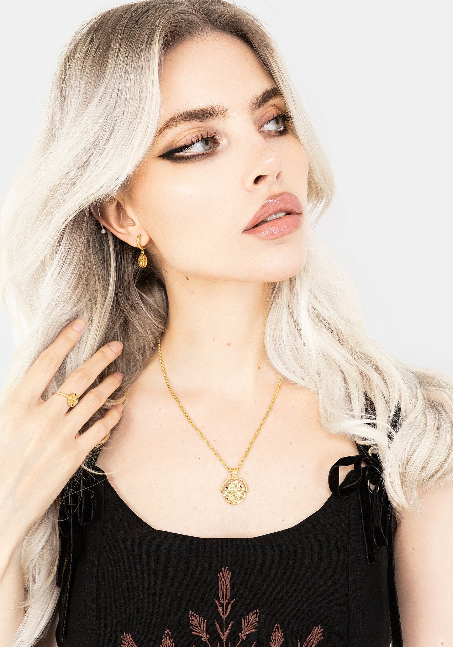 Naja Snake Charm Hoop Earrings