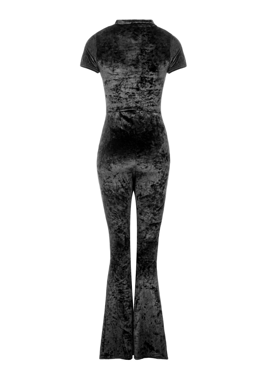 Foxy Zip Up Velour Flared Jumpsuit