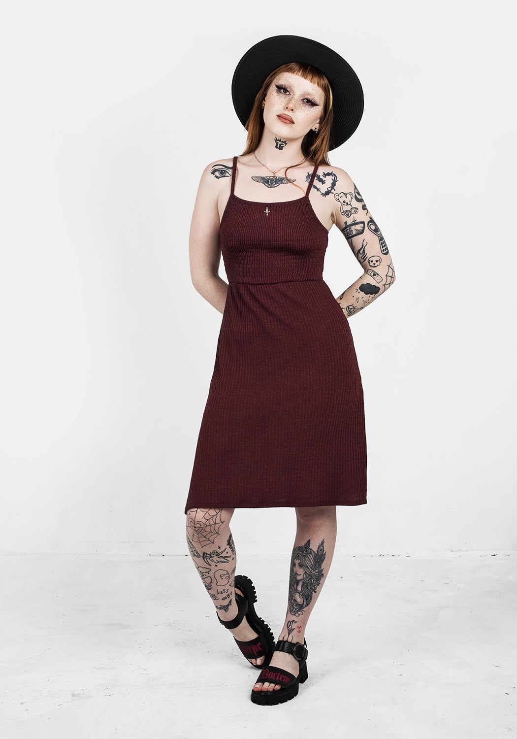MUNDI SHIRRED MIDI DRESS