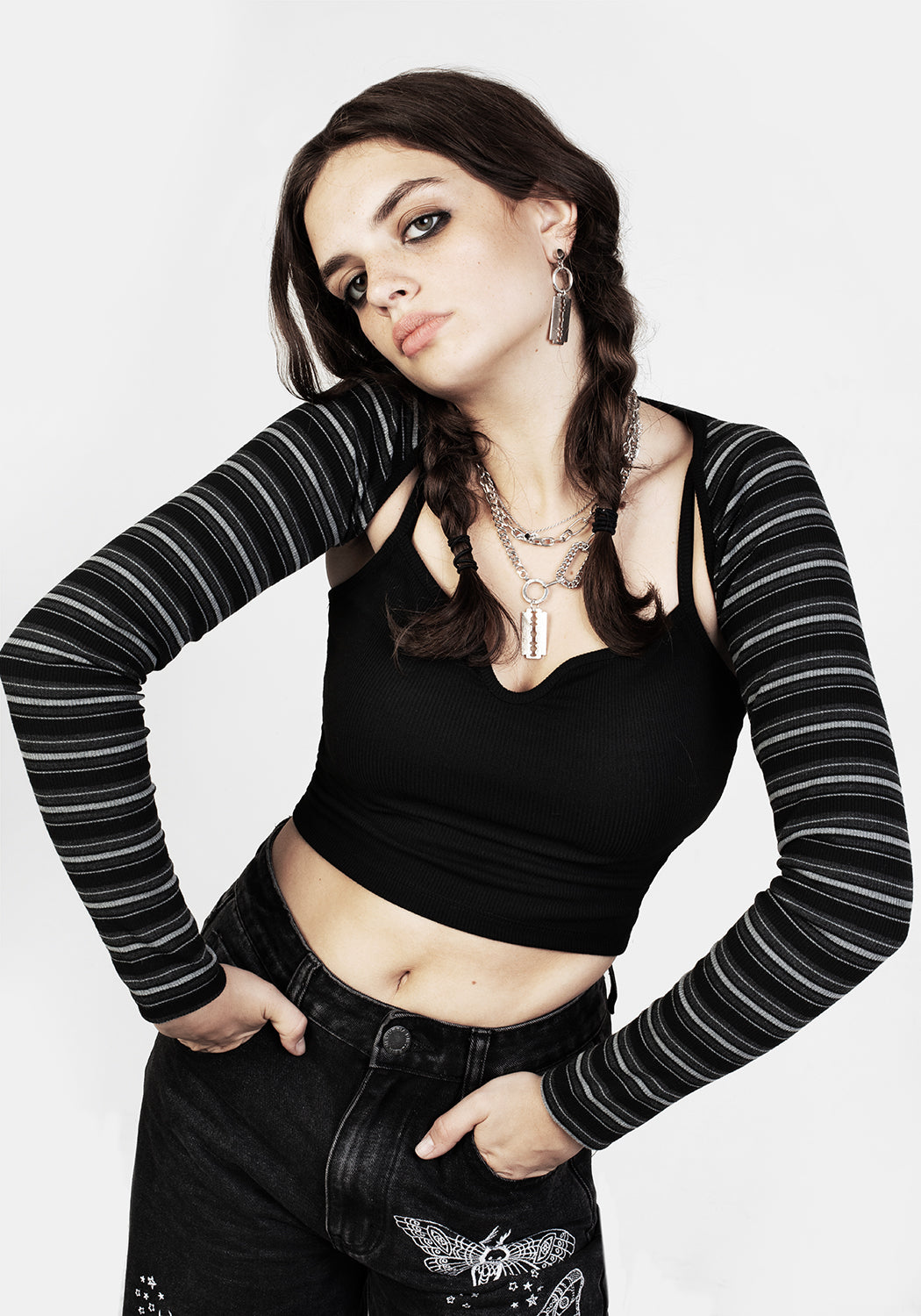 Gwen 90s Cami Top and Stripe Cardigan