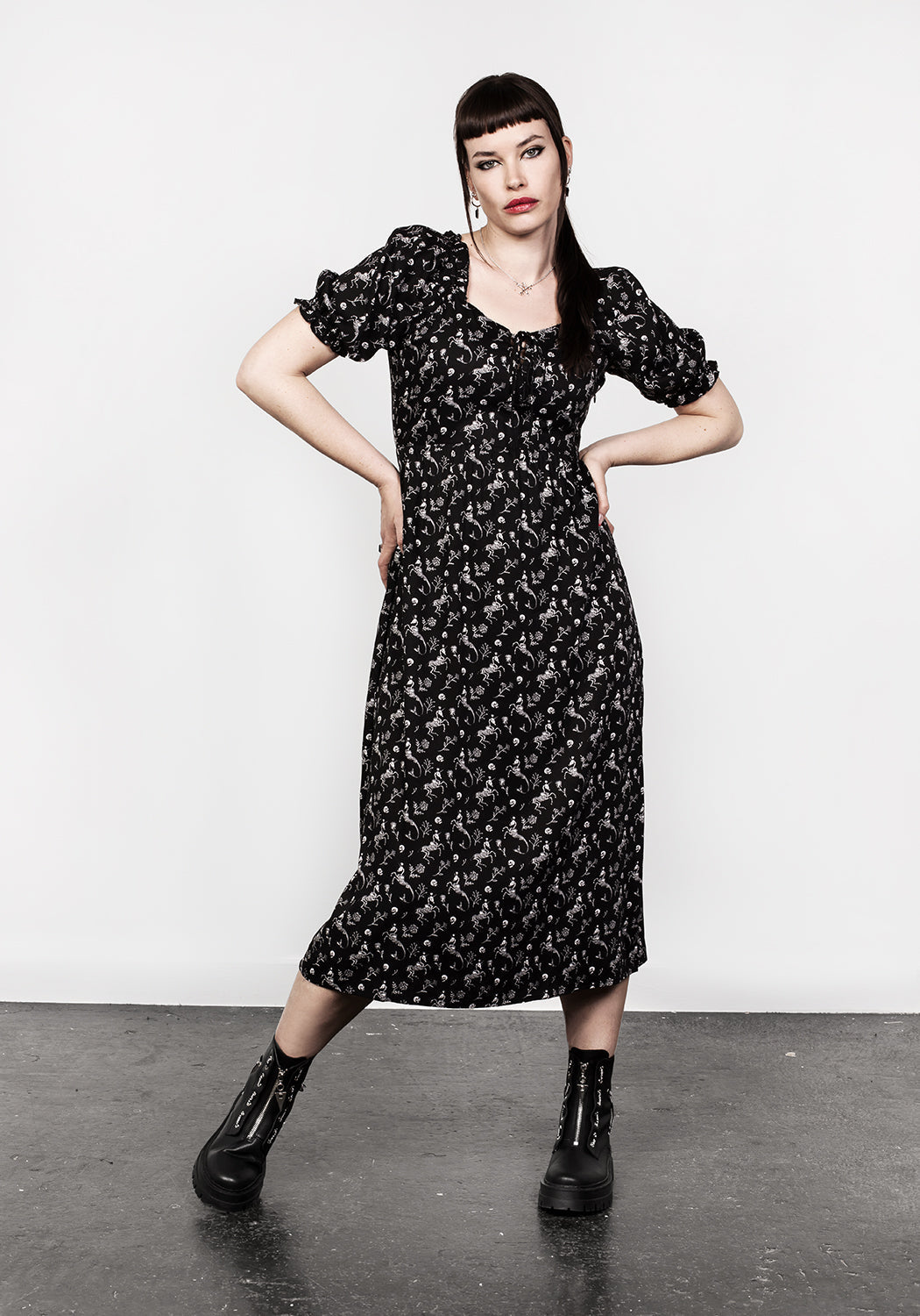 MAKEBELIEVE LACE UP MIDI DRESS