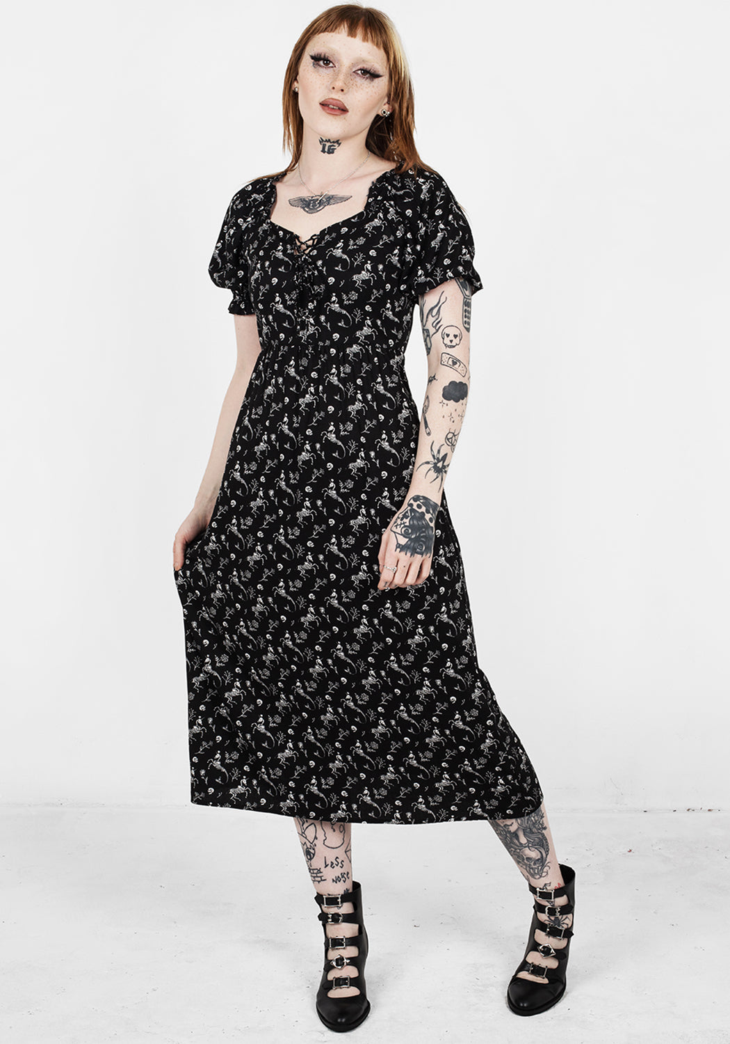 MAKEBELIEVE LACE UP MIDI DRESS