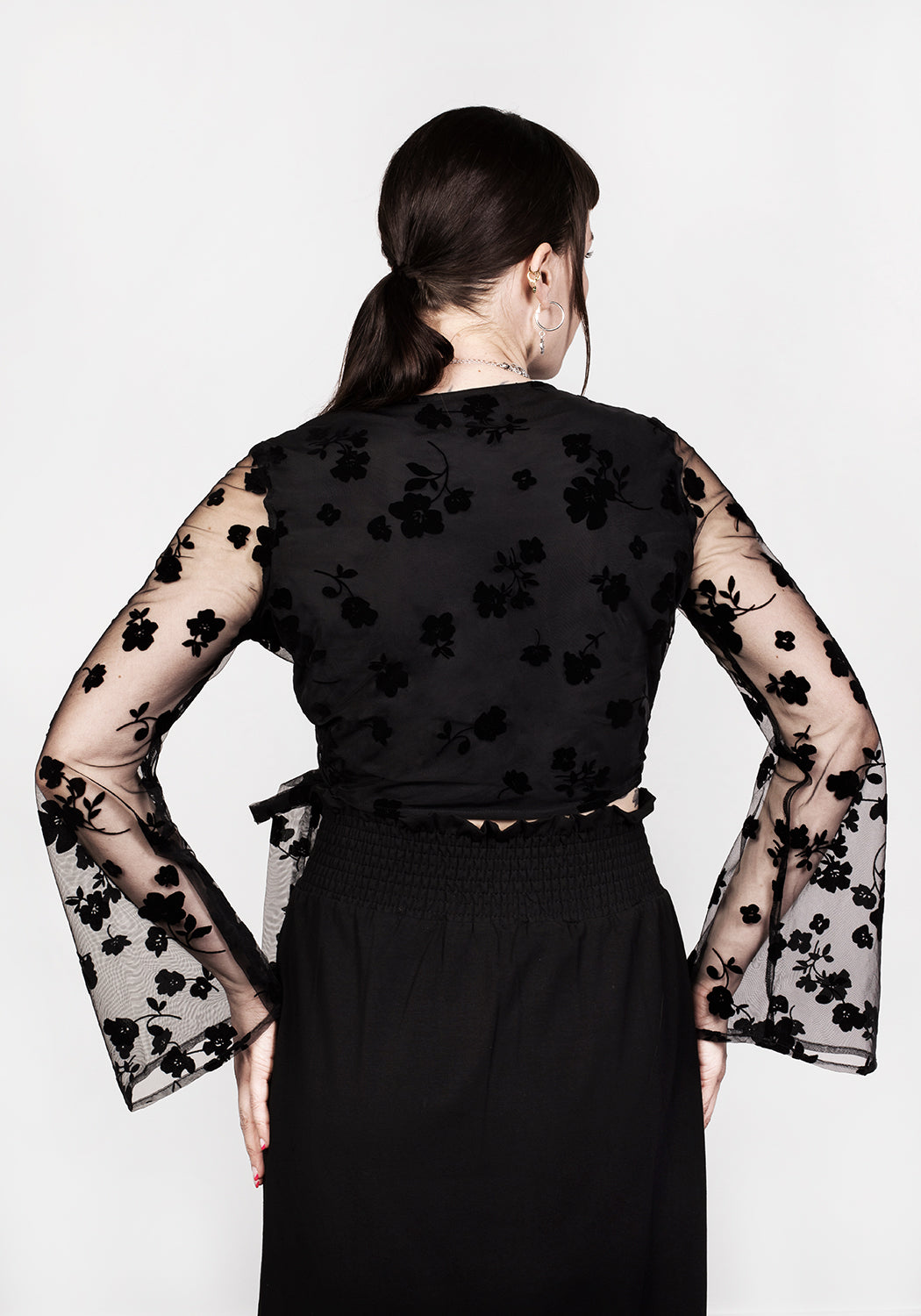 STEVIE FLOCKED WRAP CROP TOP