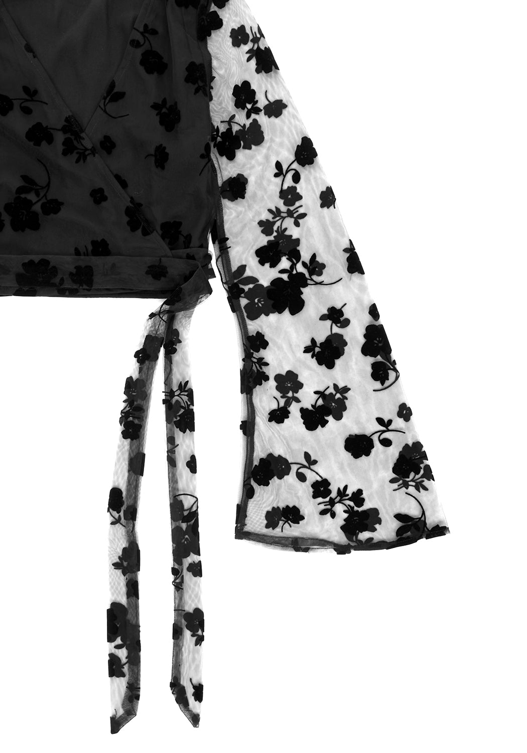 STEVIE FLOCKED WRAP CROP TOP