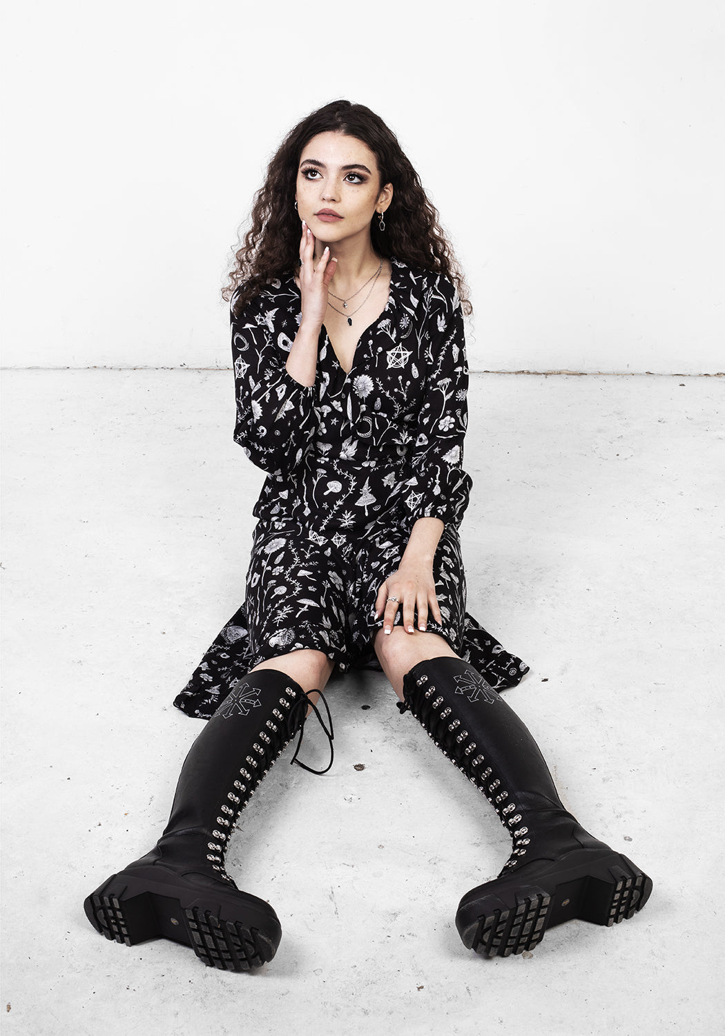 HEDGEWITCH RUFFLE WRAP ABOVE KNEE DRESS