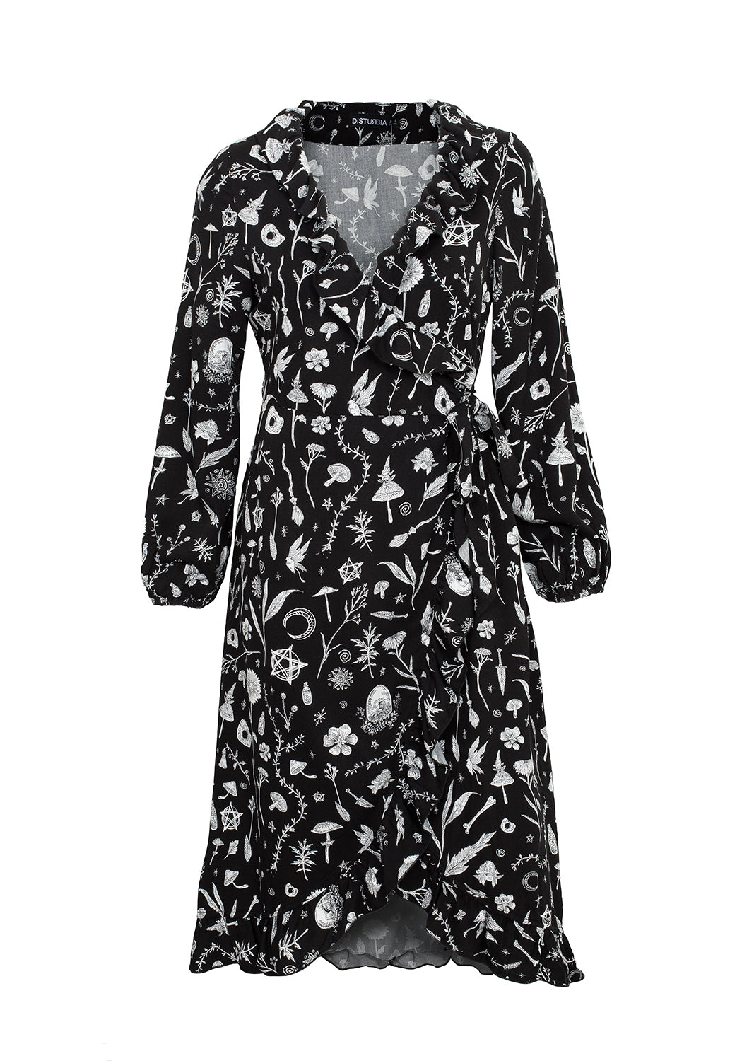 HEDGEWITCH RUFFLE WRAP ABOVE KNEE DRESS