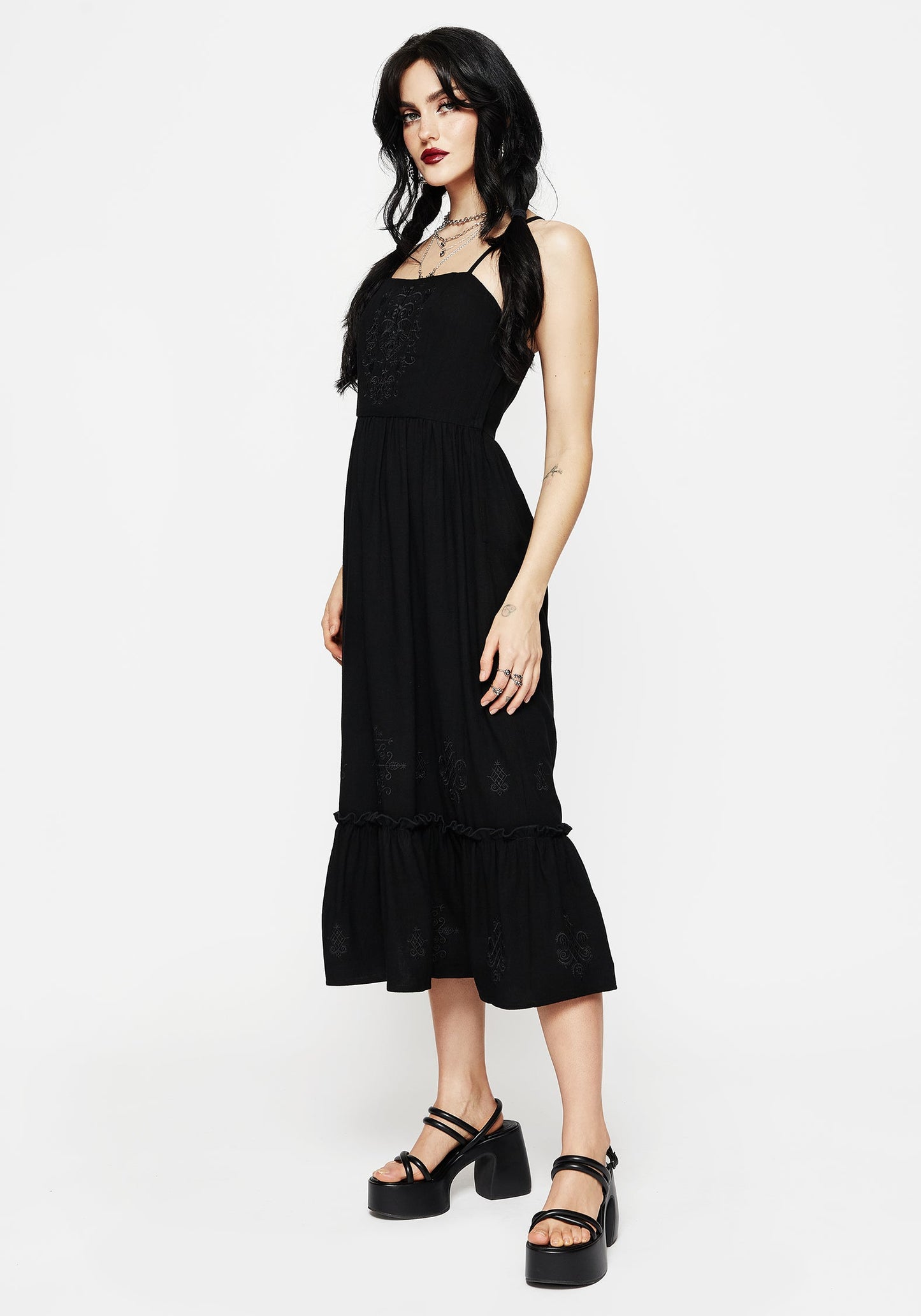 Cordata Embroidered Cami Midi Smock Dress