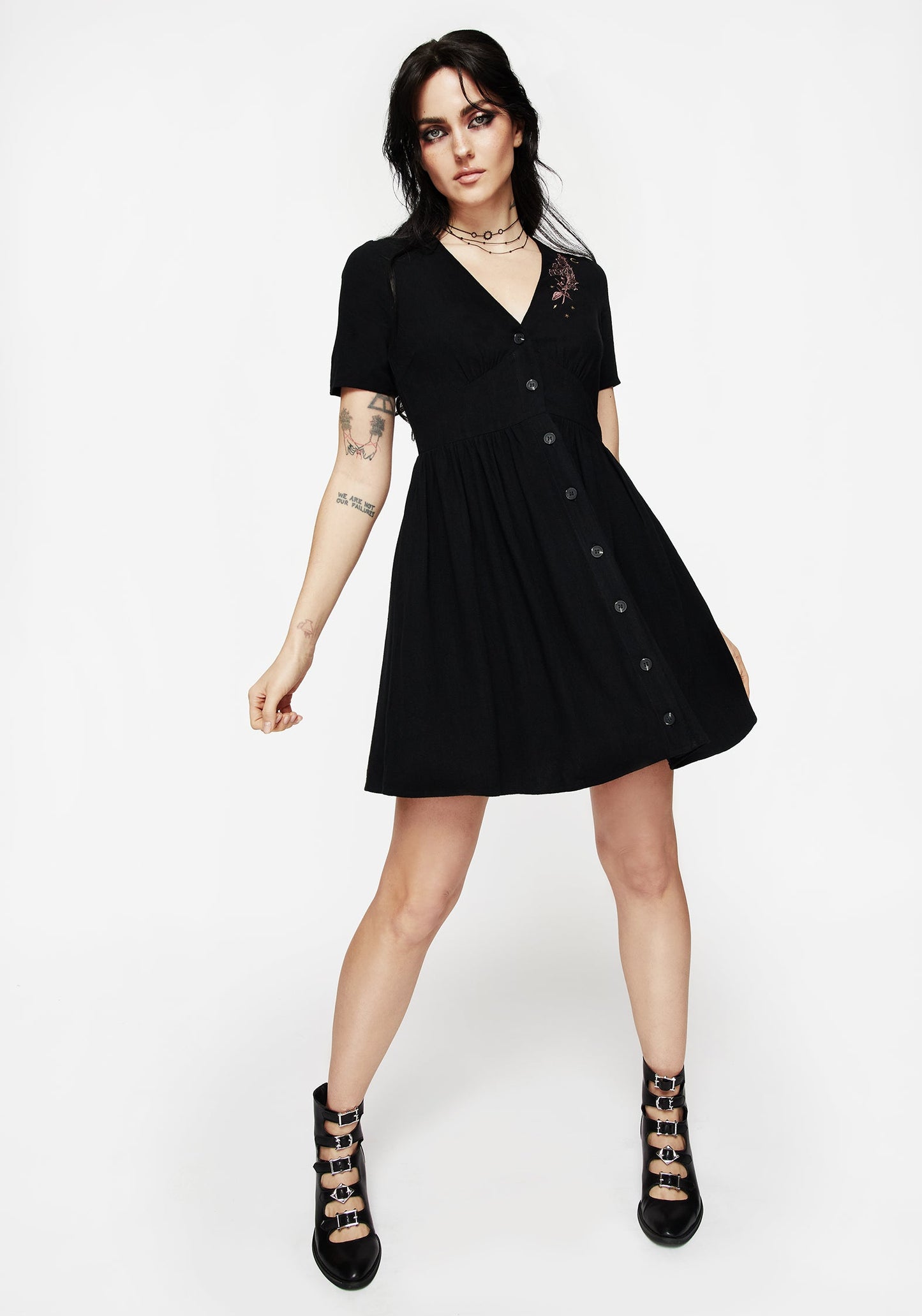 Foxglove V Neck Mini Dress