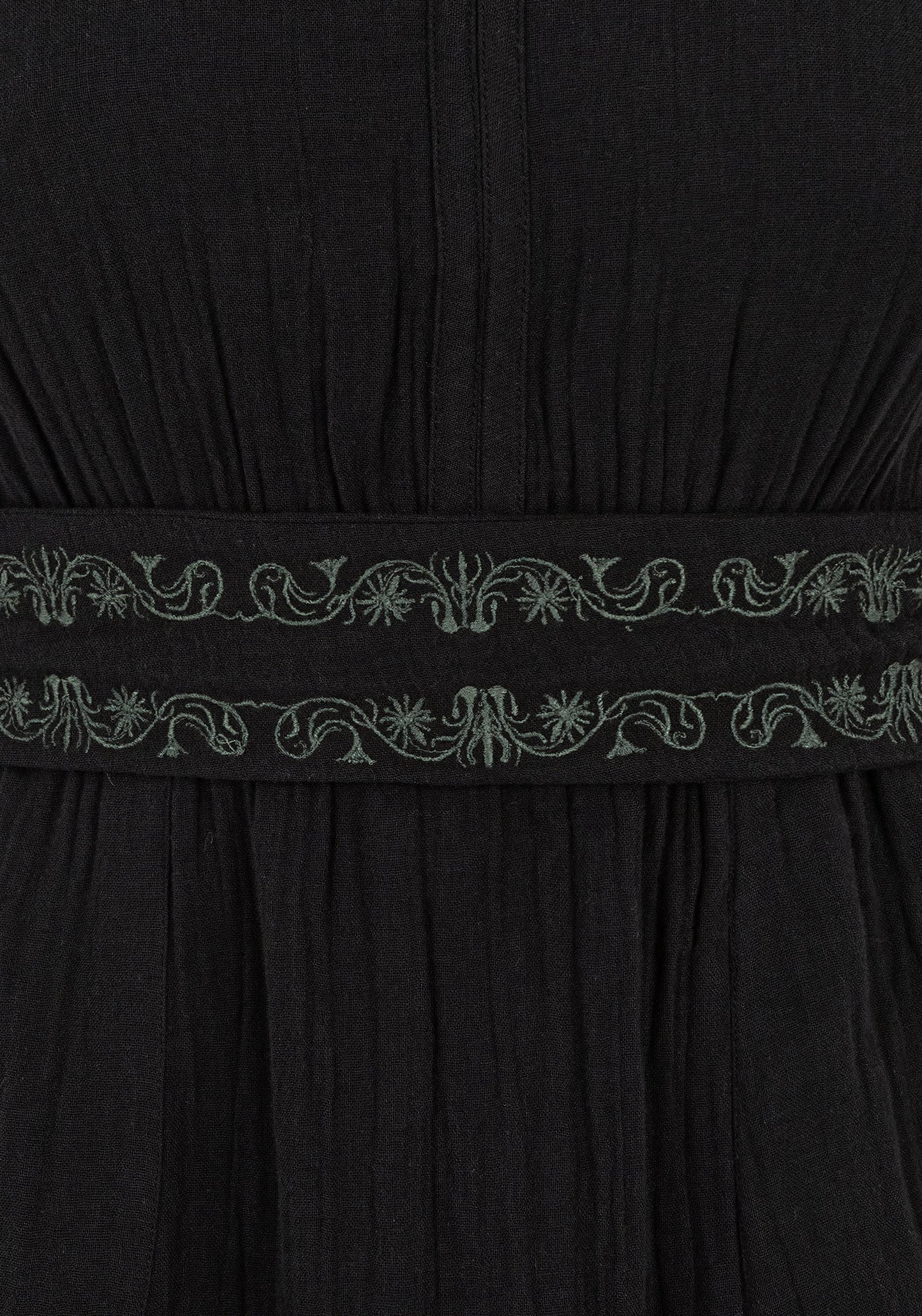 Poultice Embroidered Cotton Midi Dress - Black