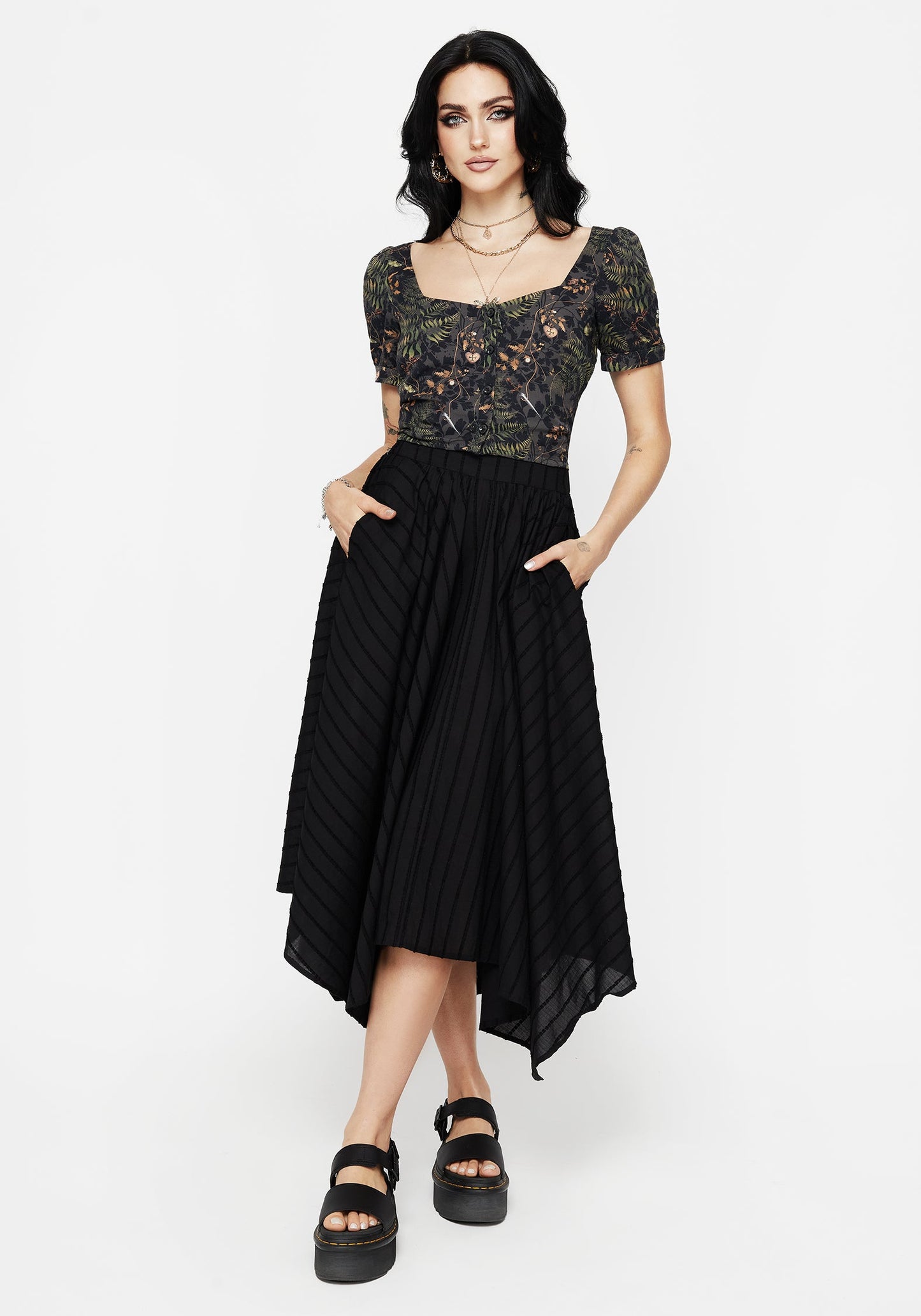 Wither Fern Print Button Up Top