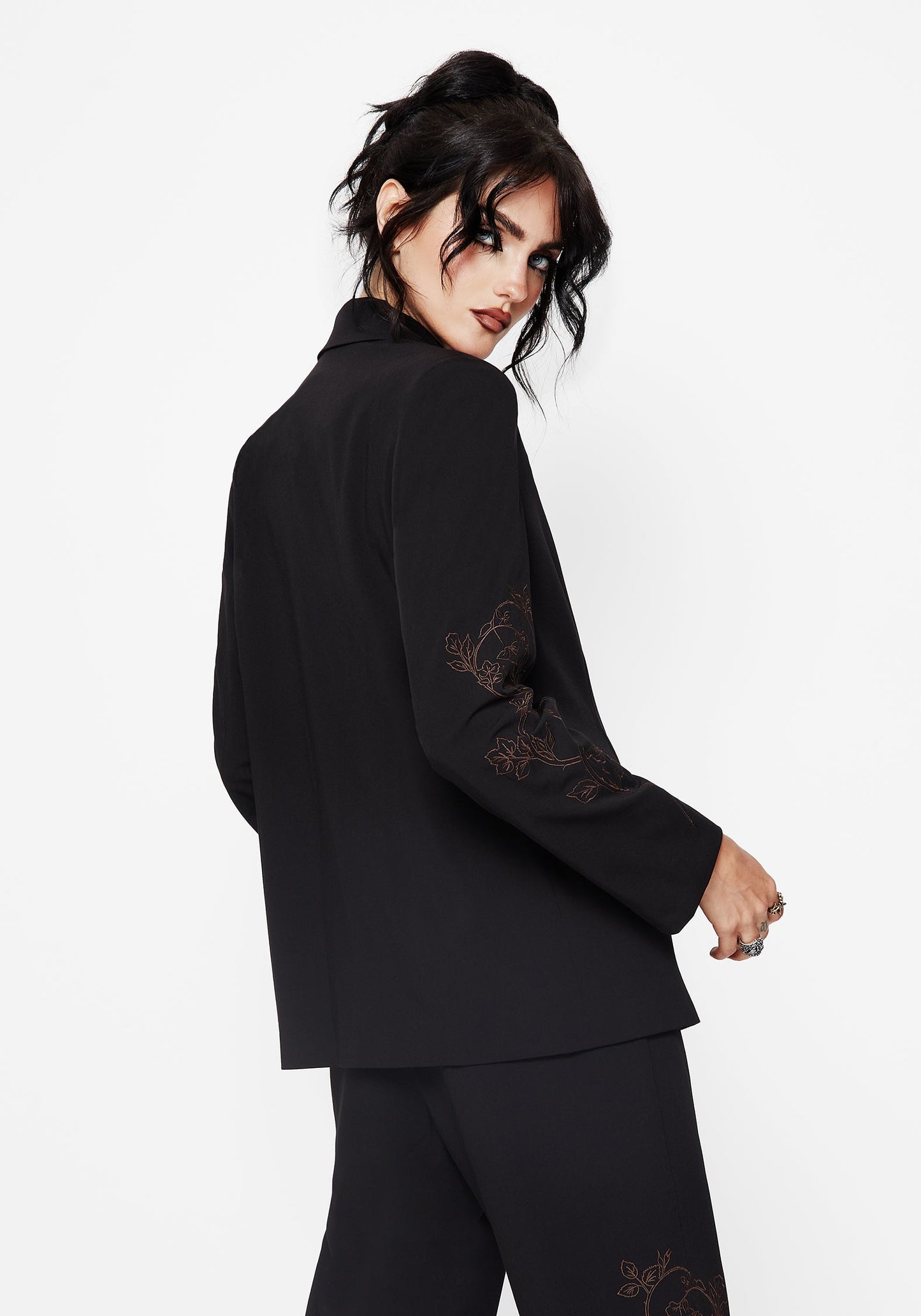 Renita Embroidered Belted Blazer