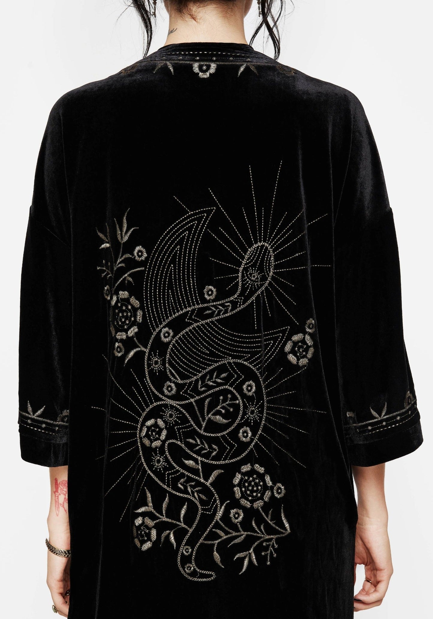 Kobra Velvet Snake Embroidered Longline Kimono