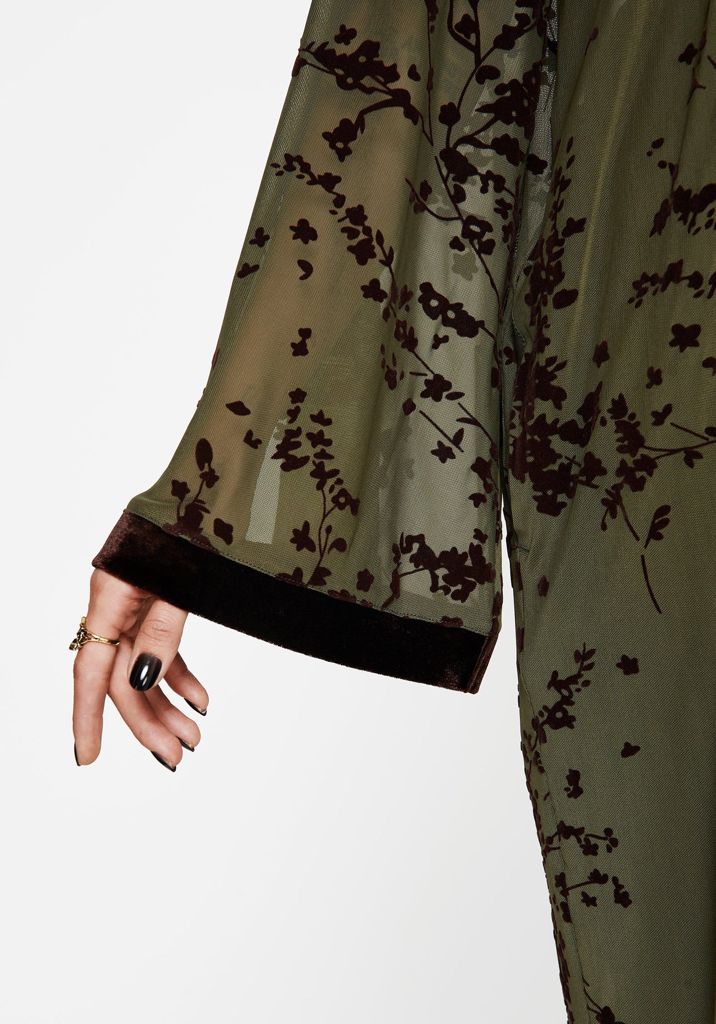 Jael Flocked Longline Mesh Kimono