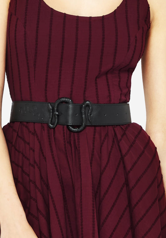 Mamba Debossed Belt With Snake Buckle - Black