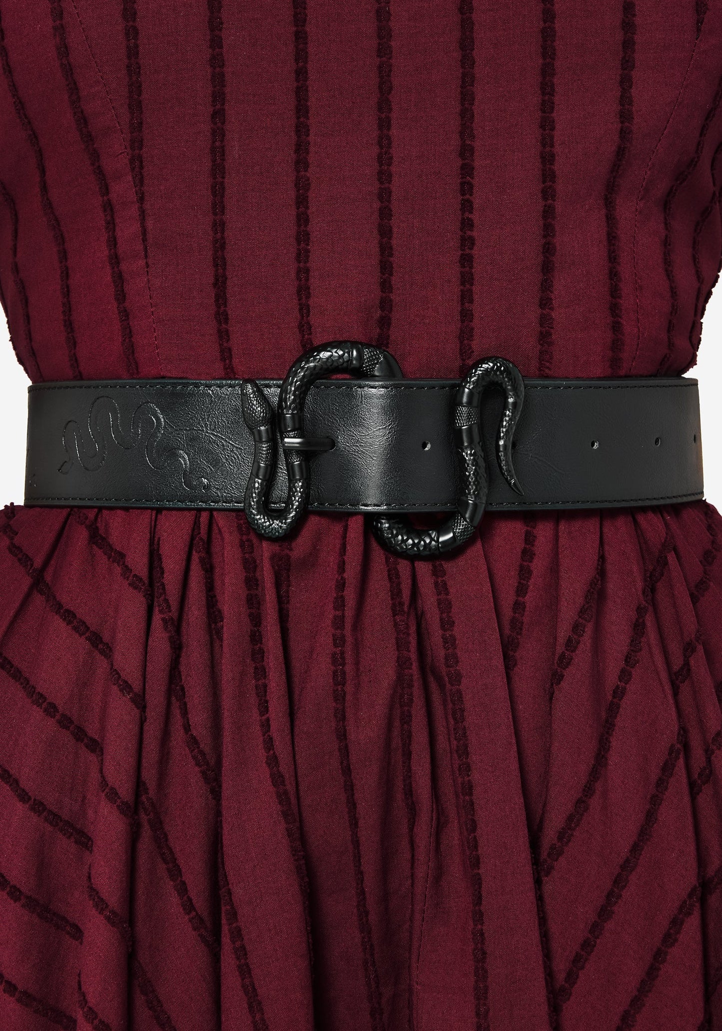 Mamba Debossed Belt With Snake Buckle - Black