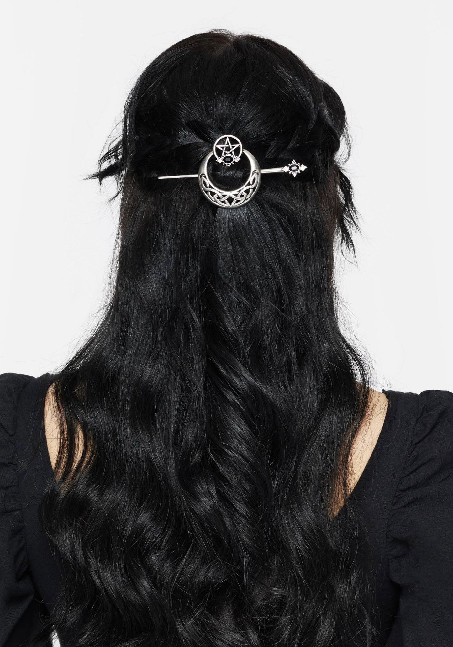 Druantia Pentagram Moon Hair Pin