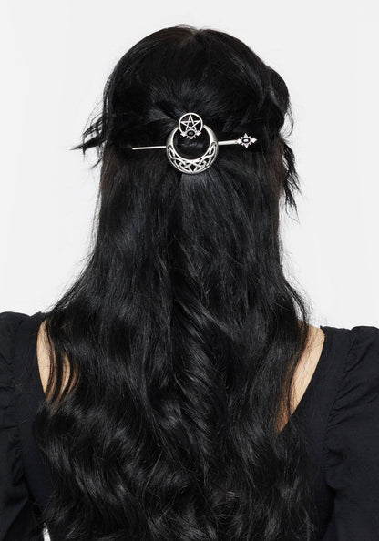 Druantia Pentagram Moon Hair Pin