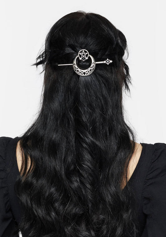 Druantia Pentagram Moon Hair Pin