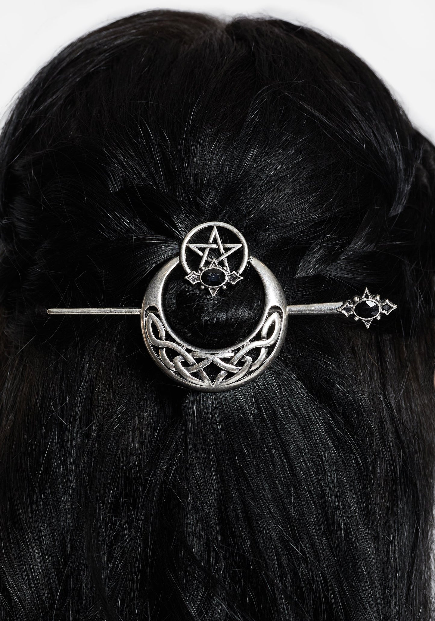 Druantia Pentagram Moon Hair Pin