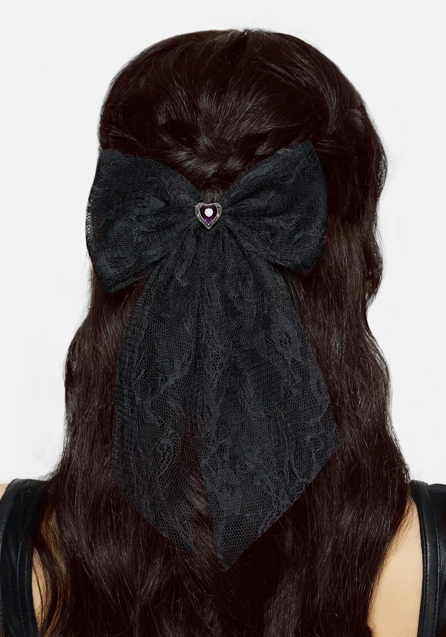 Melanie Heart Lace Hair Bow