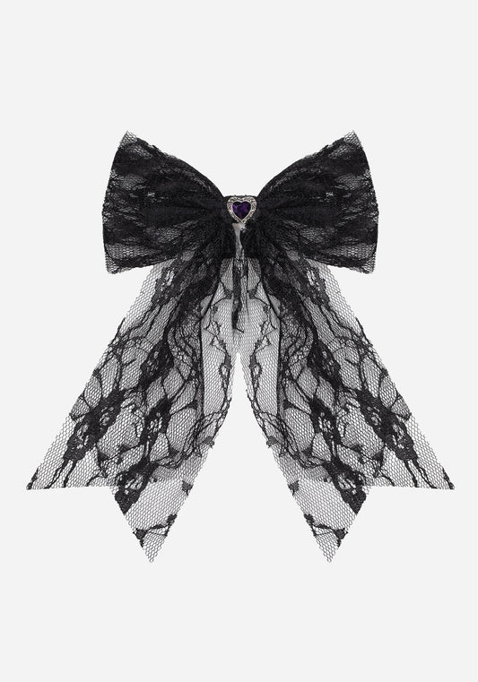 Melanie Heart Lace Hair Bow