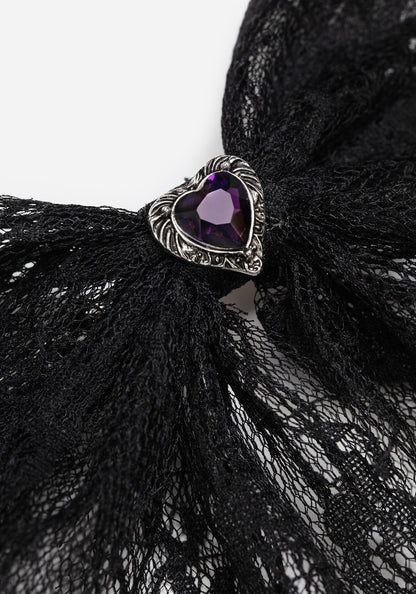 Melanie Heart Lace Hair Bow