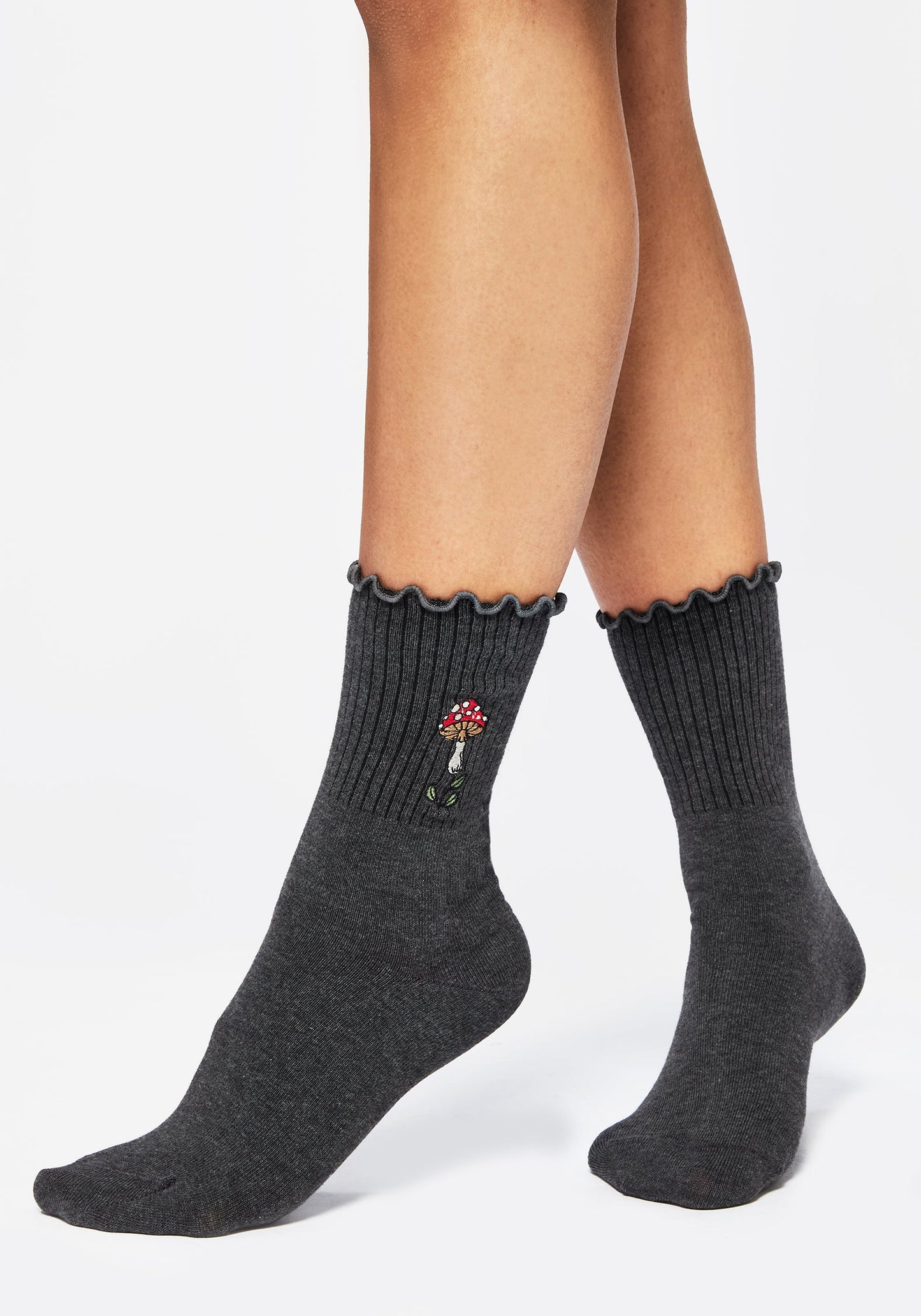 Morchella Embroidered Mushroom Socks