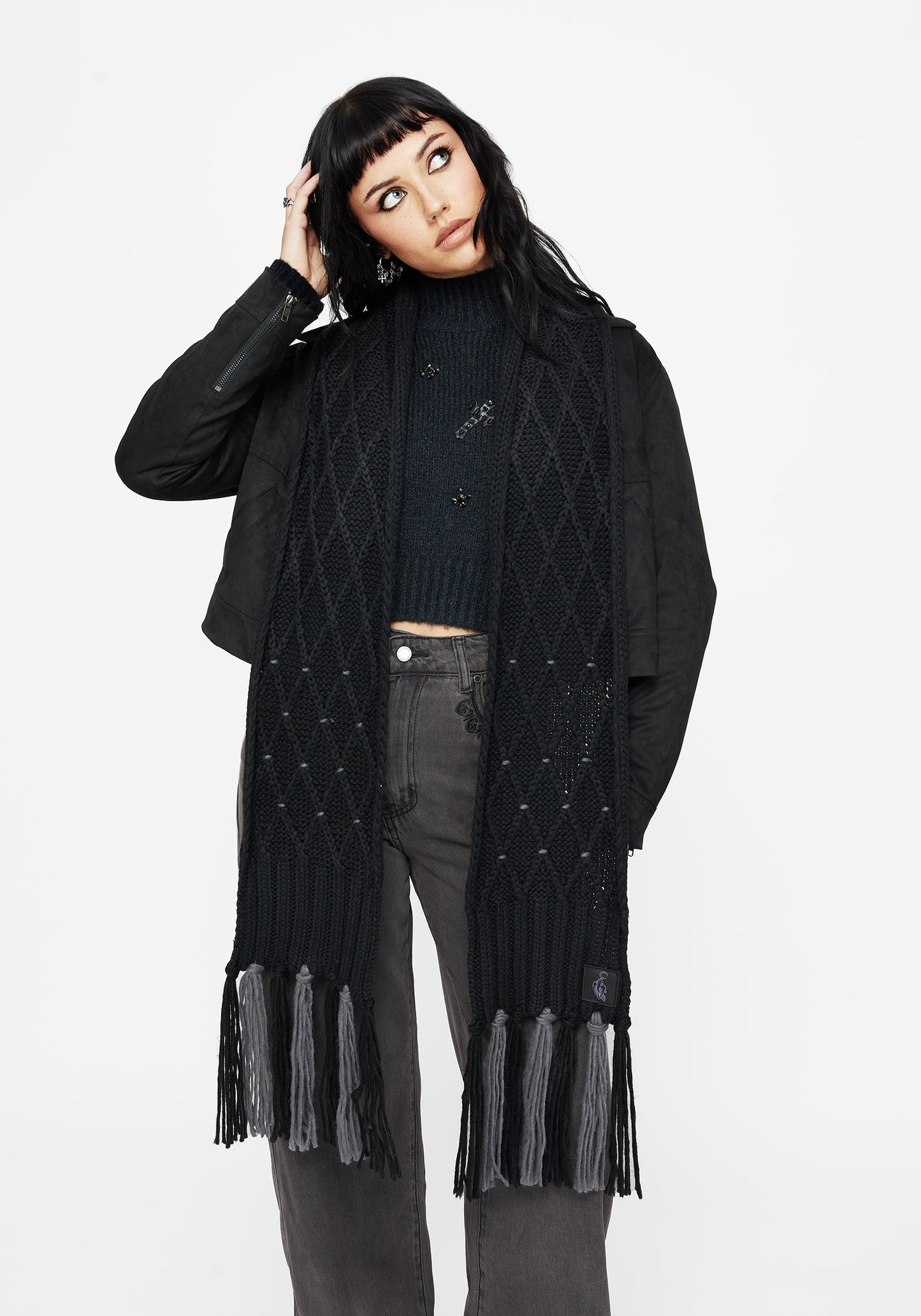 Layla Criss Cross Black Scarf