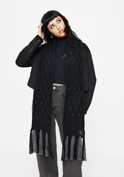 Layla Criss Cross Black Scarf