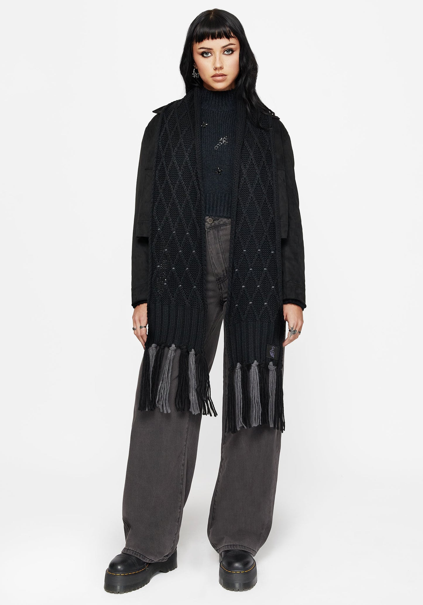 Layla Criss Cross Black Scarf