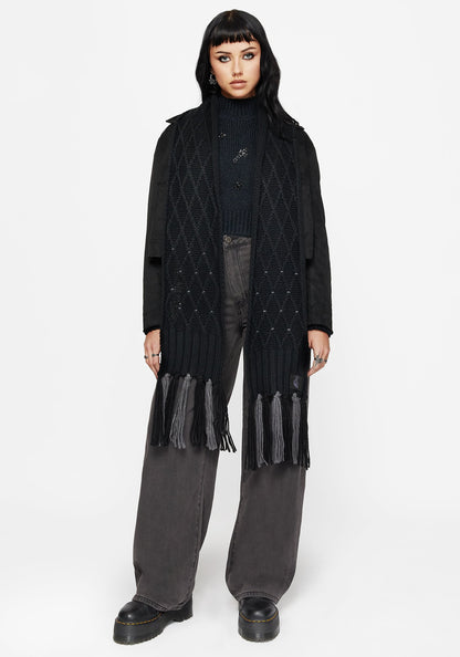 Layla Criss Cross Black Scarf