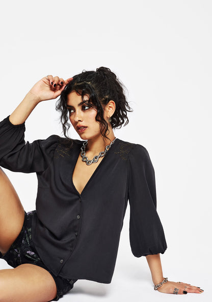 Isidora Embroidered Button Up Blouse