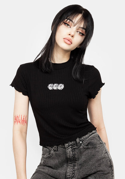 666 Lettuce Edge Ribbed Crop Top