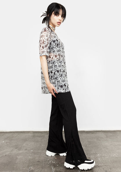 Riot Oversized Print Mesh Tee