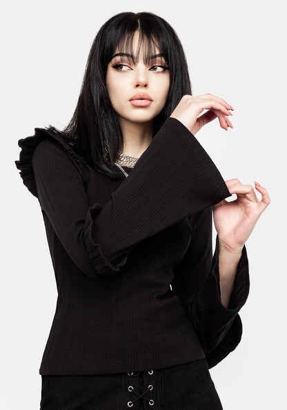 Wilhelmina Flare Sleeve Ruffle Top