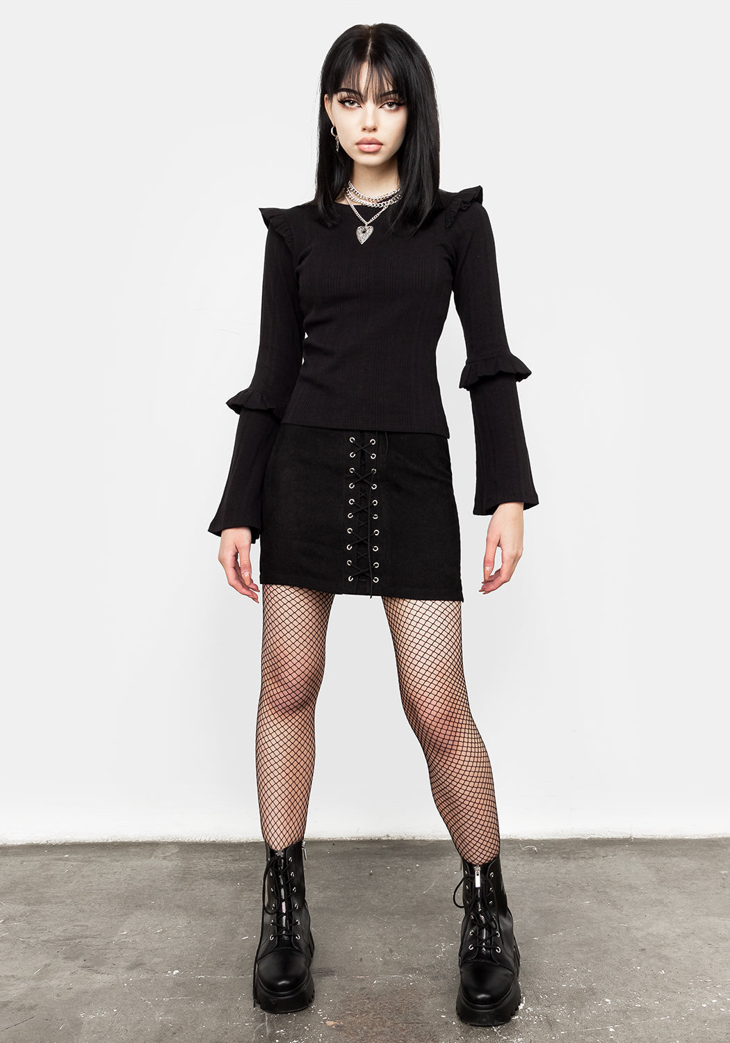 Wilhelmina Flare Sleeve Ruffle Top