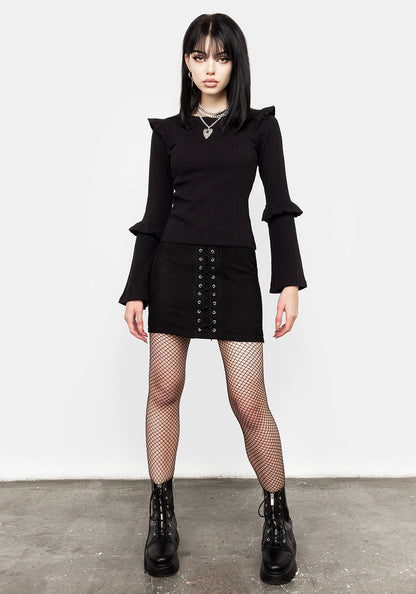 Wilhelmina Flare Sleeve Ruffle Top